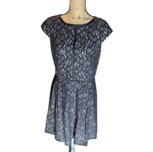 R&K Black Lace Cap Sleeve Fit Flare PARTY COCKTAI‎ Dress Women's Size 10